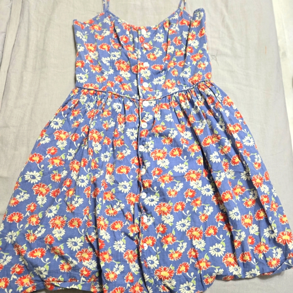Floral Blue and Red Dress